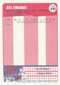 Alex Fernandez  baseball card collectible - Main Image 2