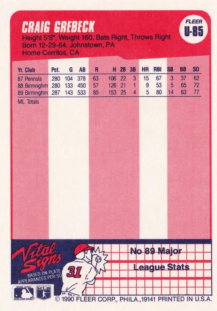 Craig Grebeck  baseball card collectible - Main Image 2