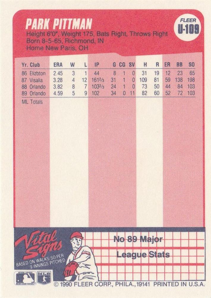 Park Pittman  baseball card collectible - Main Image 2