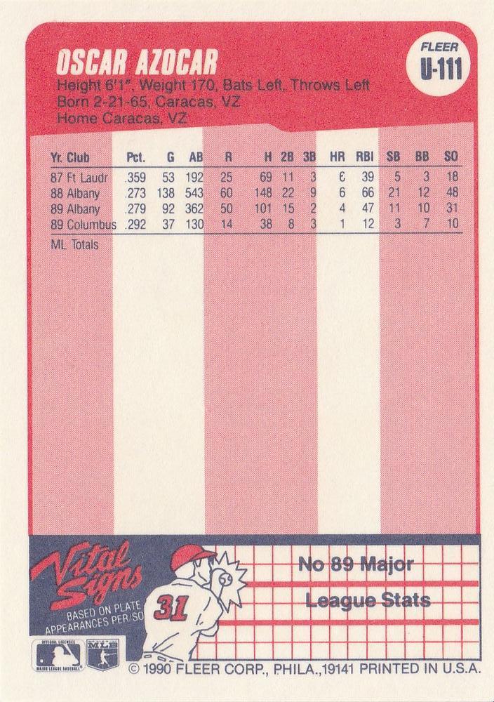 Oscar Azocar  baseball card collectible - Main Image 2
