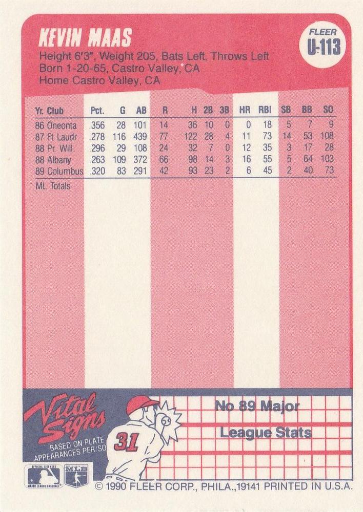 Kevin Maas  baseball card collectible - Main Image 2