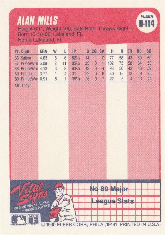 Alan Mills  baseball card collectible - Main Image 2