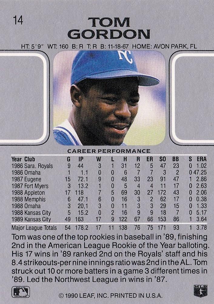 Tom Gordon  baseball card collectible - Main Image 2