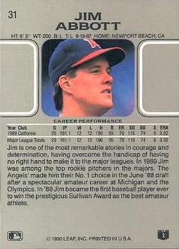 Jim Abbott  baseball card collectible - Main Image 2