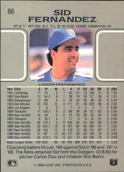 Sid Fernandez  baseball card collectible - Main Image 2