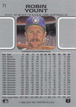 Robin Yount  baseball card collectible - Main Image 2