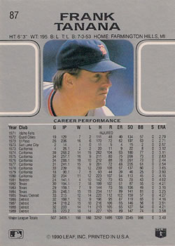 Frank Tanana  baseball card collectible - Main Image 2