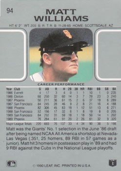 Matt Williams  baseball card collectible - Main Image 2