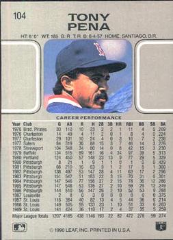 Tony Pena  baseball card collectible - Main Image 2