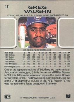 Greg Vaughn  baseball card collectible - Main Image 2