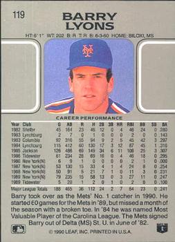 Barry Lyons  baseball card collectible - Main Image 2