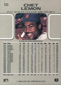 Chet Lemon  baseball card collectible - Main Image 2