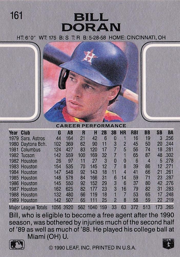 Bill Doran  baseball card collectible - Main Image 2