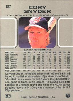 Cory Snyder  baseball card collectible - Main Image 2