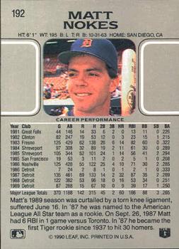 Matt Nokes  baseball card collectible - Main Image 2