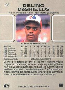 Delino DeShields  baseball card collectible - Main Image 2
