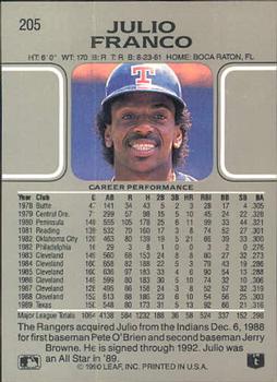 Julio Franco  baseball card collectible - Main Image 2