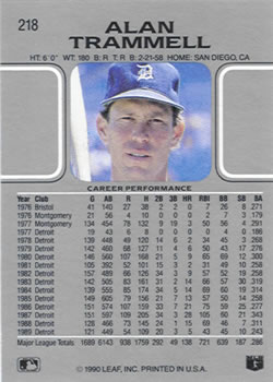 Alan Trammell  baseball card collectible - Main Image 2