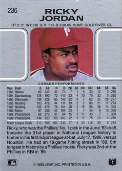 Ricky Jordan  baseball card collectible - Main Image 2