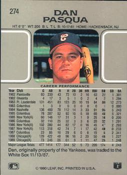 Dan Pasqua  baseball card collectible - Main Image 2