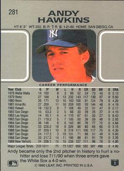 Andy Hawkins  baseball card collectible - Main Image 2