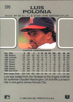 Luis Polonia  baseball card collectible - Main Image 2
