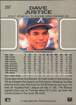 Dave Justice  baseball card collectible - Main Image 2