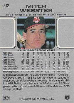 Mitch Webster  baseball card collectible - Main Image 2