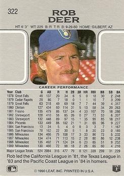 Rob Deer  baseball card collectible - Main Image 2