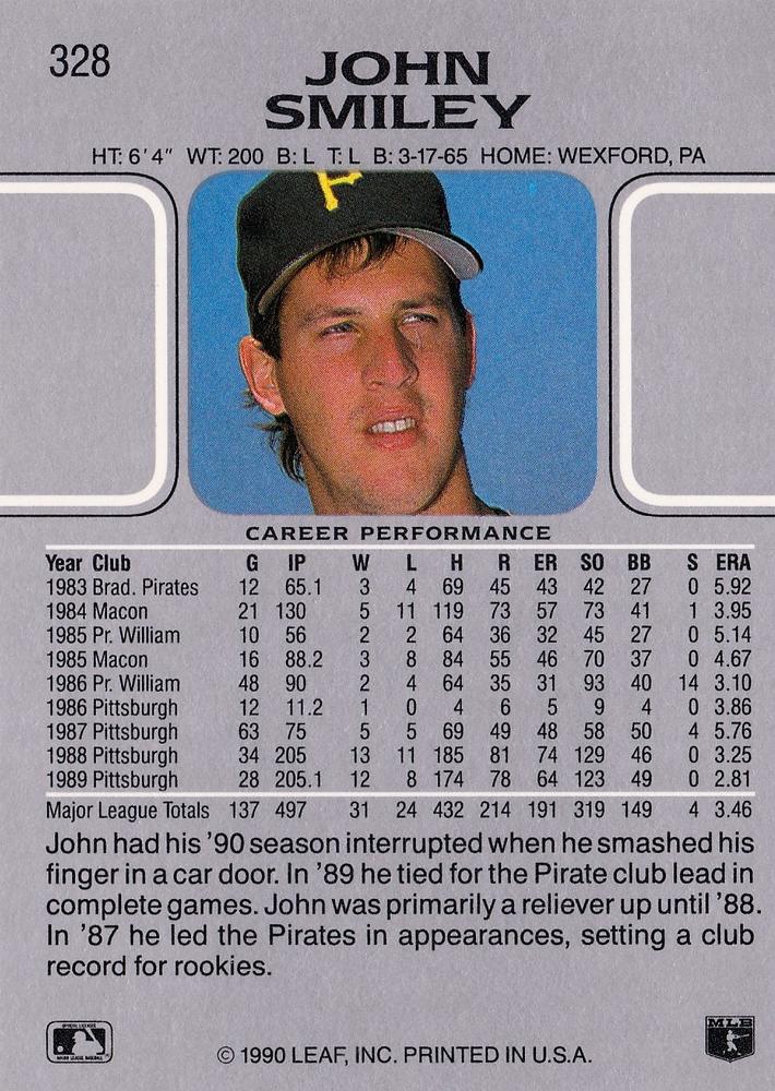 John Smiley  baseball card collectible - Main Image 2