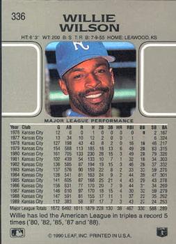 Willie Wilson  baseball card collectible - Main Image 2