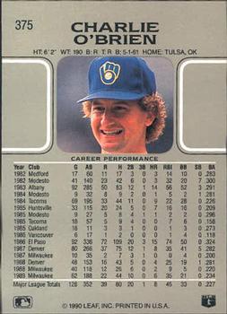 Charlie O’Brien  baseball card collectible - Main Image 2