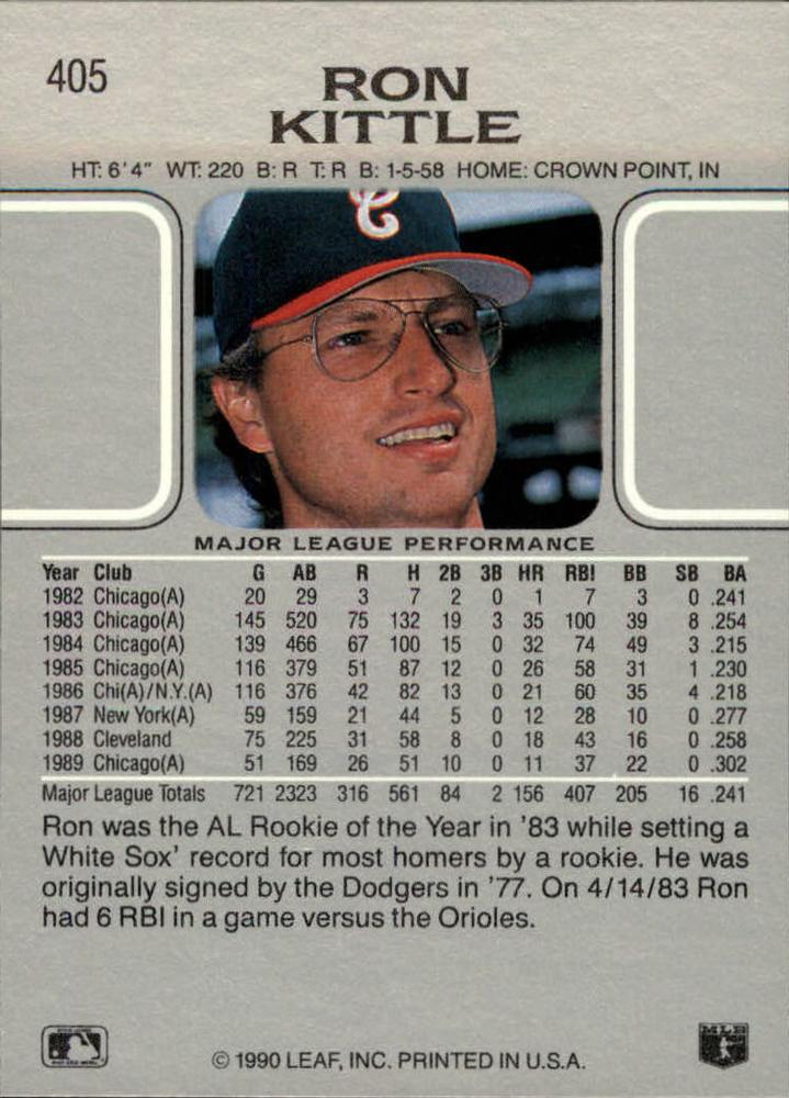 Ron Kittle  baseball card collectible - Main Image 2