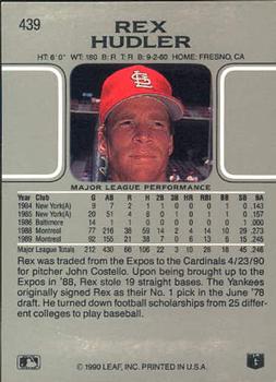 Rex Hudler  baseball card collectible - Main Image 2