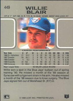 Willie Blair  baseball card collectible - Main Image 2