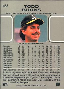 Todd Burns  baseball card collectible - Main Image 2