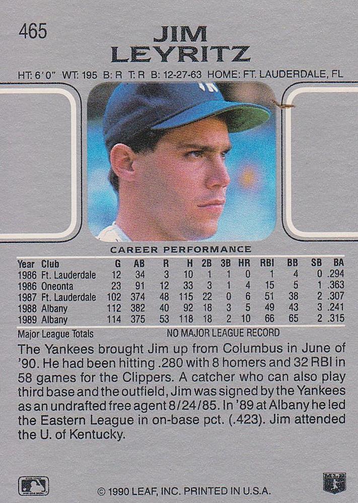 Jim Leyritz  baseball card collectible - Main Image 2