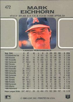 Mark Eichhorn  baseball card collectible - Main Image 2