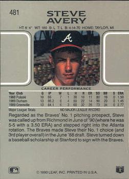 Steve Avery  baseball card collectible - Main Image 2