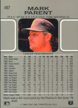 Mark Parent  baseball card collectible - Main Image 2