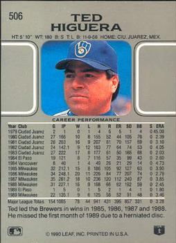 Ted Higuera  baseball card collectible - Main Image 2