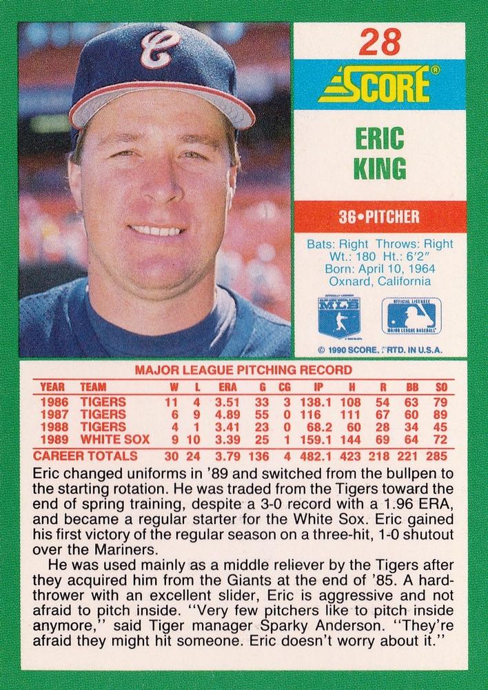 Eric King  baseball card collectible - Main Image 2