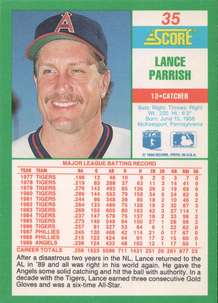 Lance Parrish  baseball card collectible - Main Image 2