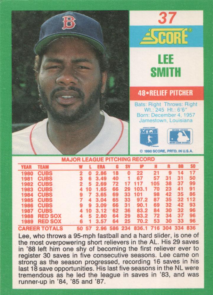 Lee Smith  baseball card collectible - Main Image 2