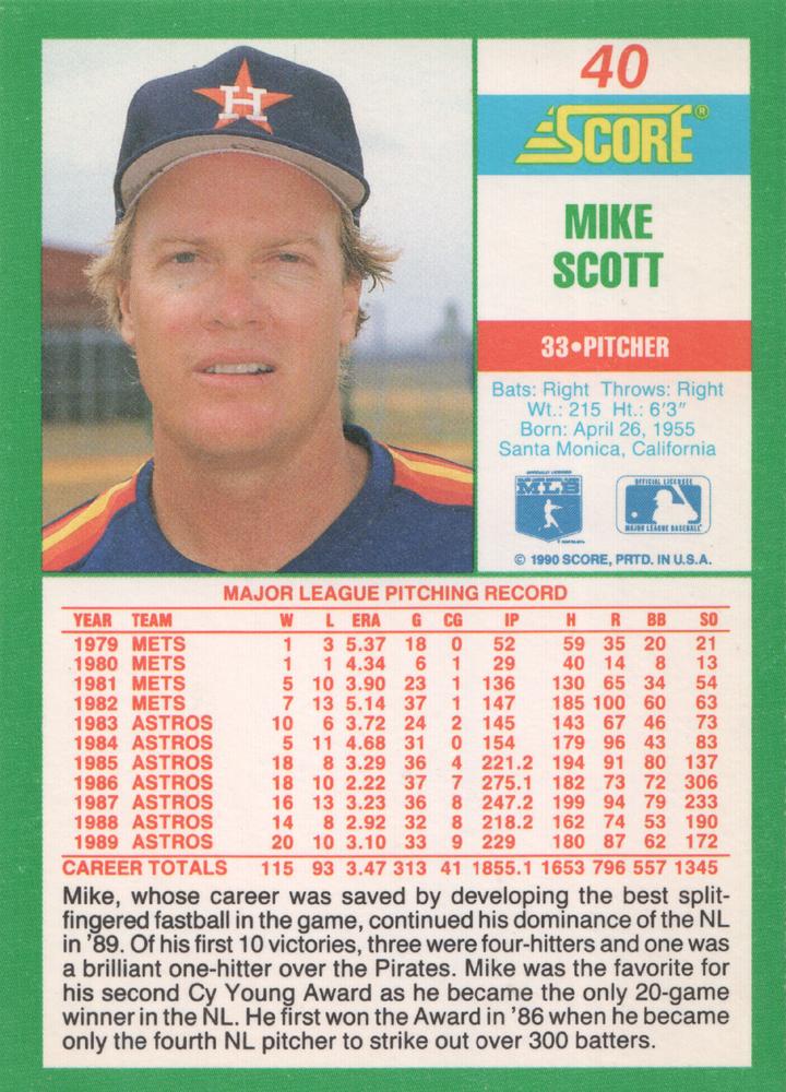 Mike Scott  baseball card collectible - Main Image 2