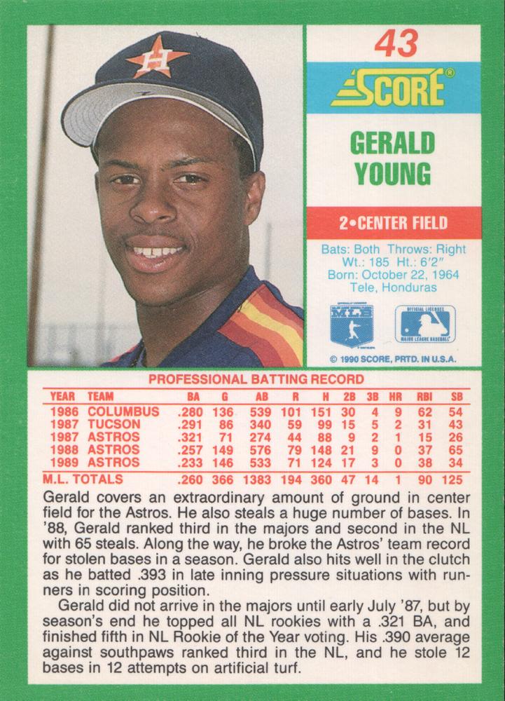 Gerald Young  baseball card collectible - Main Image 2