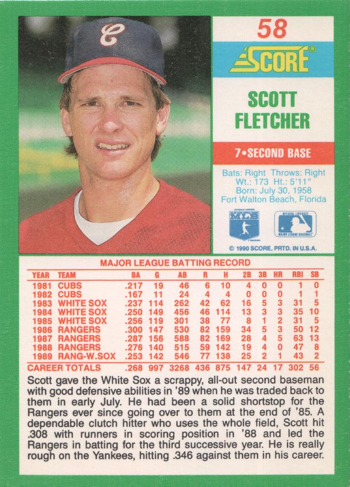 Scott Fletcher  baseball card collectible - Main Image 2