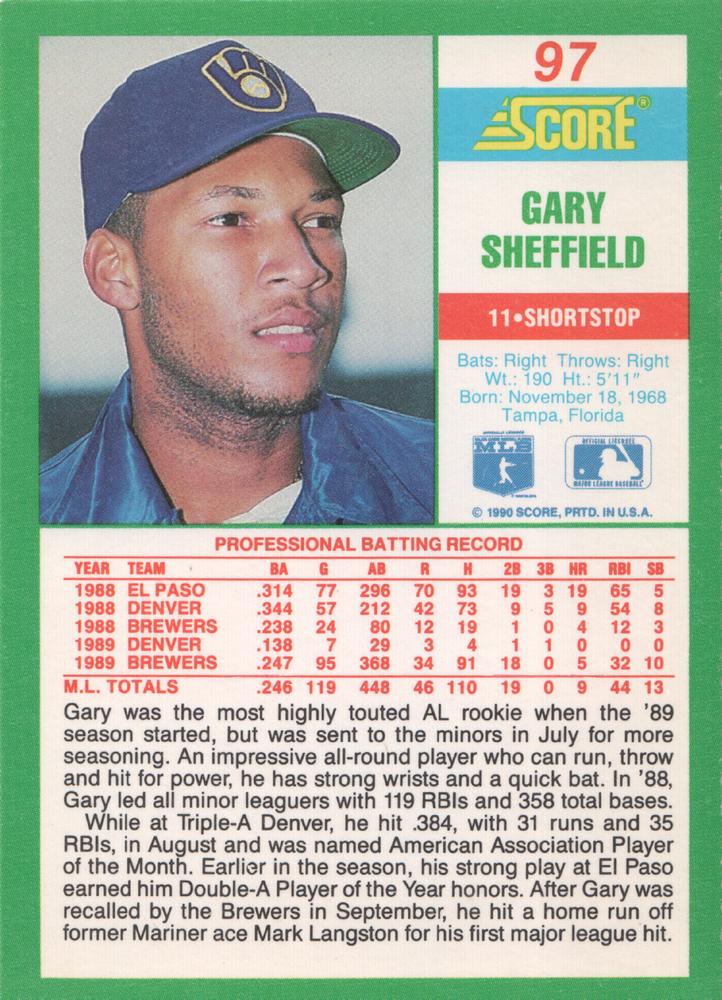 Gary Sheffield  baseball card collectible - Main Image 2