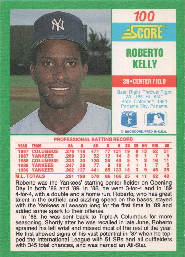 Roberto Kelly  baseball card collectible - Main Image 2