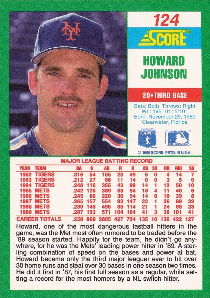 Howard Johnson  baseball card collectible - Main Image 2